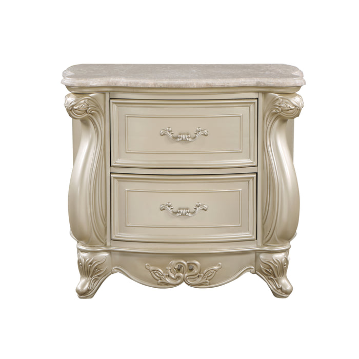 Monique Nightstand W/Marble Top-Champagne