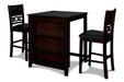 Gia 3 Pc 30" Storage Counter Table & 2 Chairs-Ebony