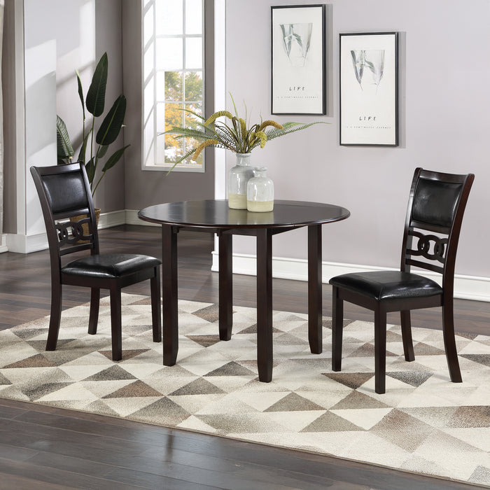 Gia 3 Pc 42" Drop Leaf Dining Table & 2 Chairs-Ebony