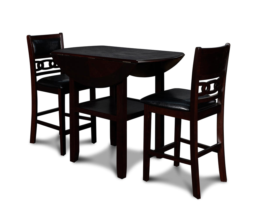 Gia 3 Pc 42" Counter Drop Leaf Table & 2 Chairs-Ebony