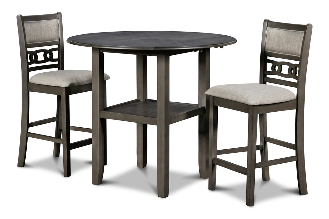 Gia 3 Pc 42" Counter Drop Leaf Table & 2 Chairs-Gray