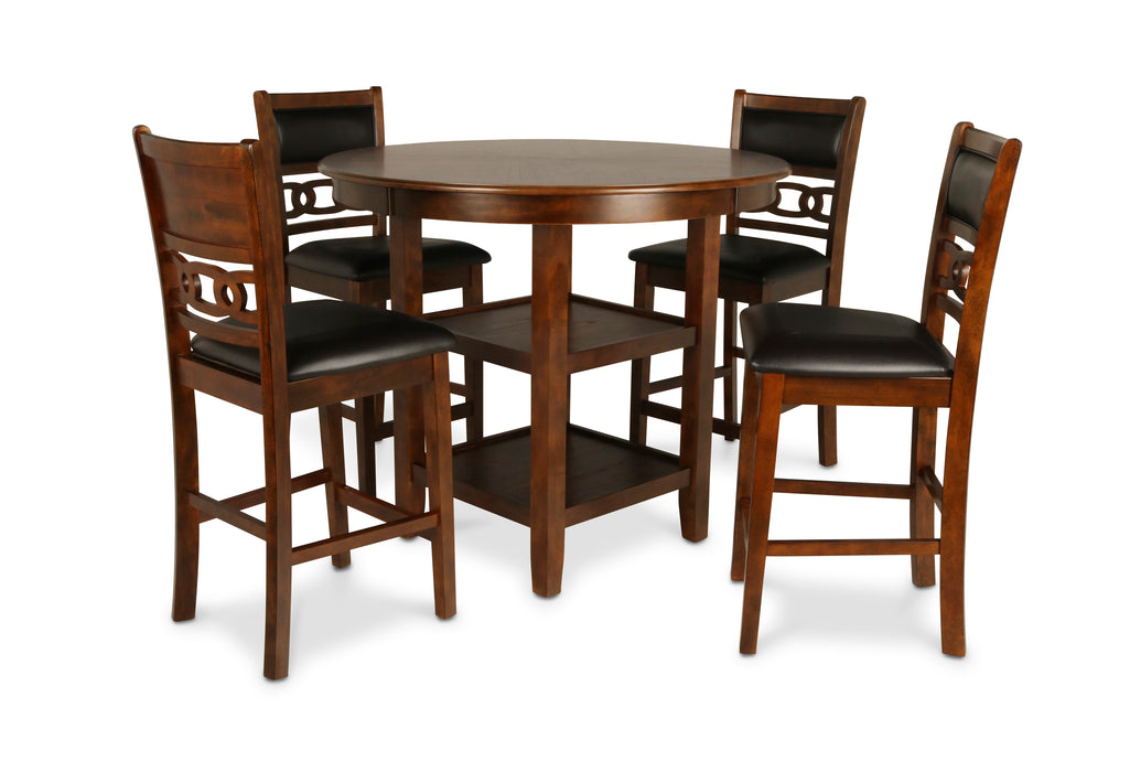 Gia 5 Pc 42" Round Counter Dining Table & 4 Chairs-Brown