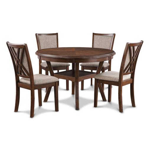 Amy 5 Pc 47" Round Dining Set-Cherry
