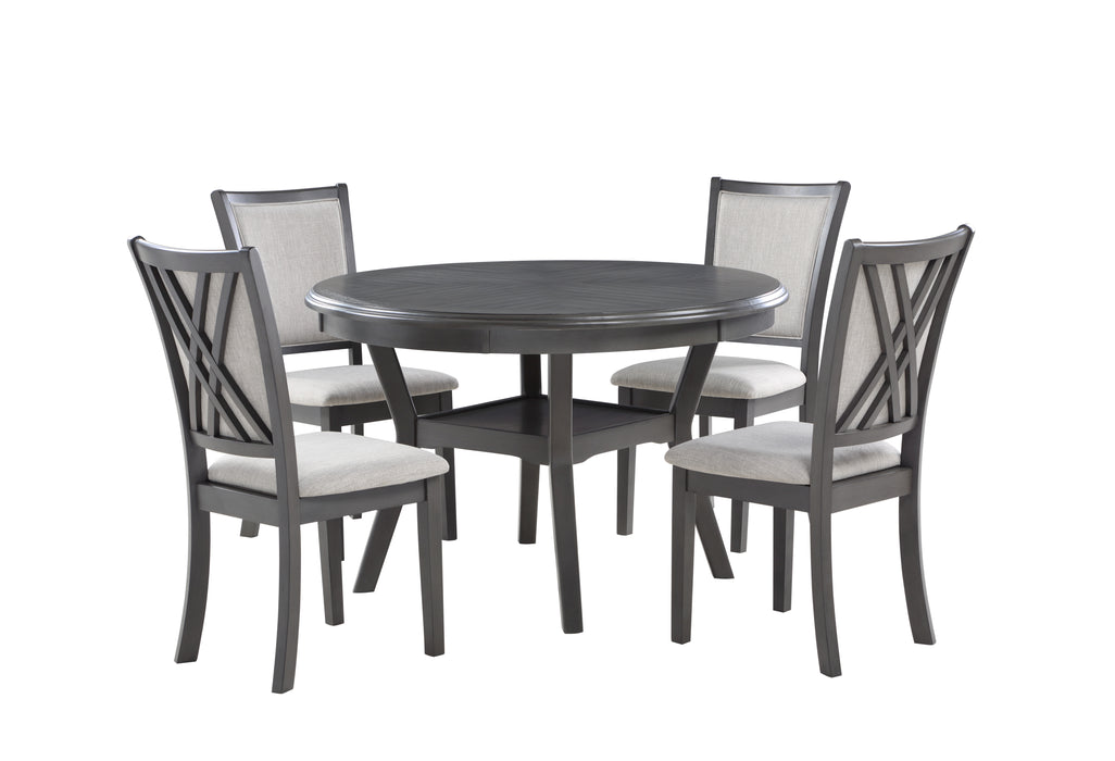 Amy 5 Pc 47" Round Dining Set-Gray