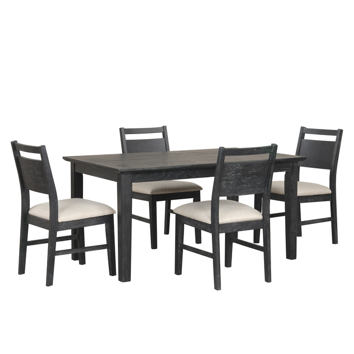 Sable Crest 5 Piece Rectangle Dining Table & 4 Chairs-Black