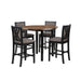 Potomac 42" Round Counter Table & 4 Chairs -Brown/Black