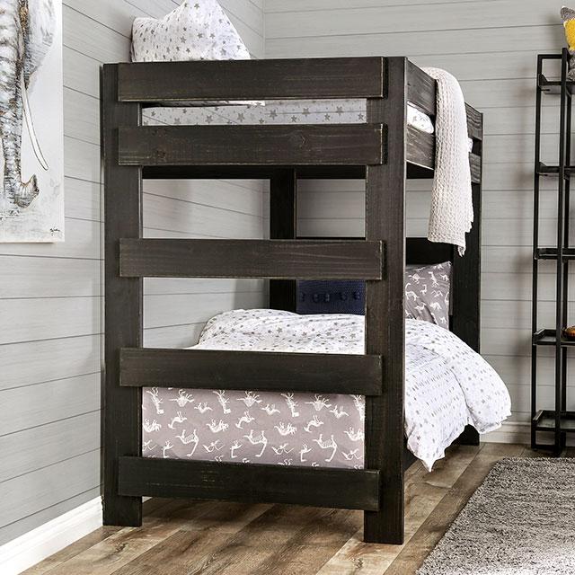 Arlette Twin/Twin Bunk Bed Brown, Black, Gray, & White - Big's Furniture (NV) - Multi Location