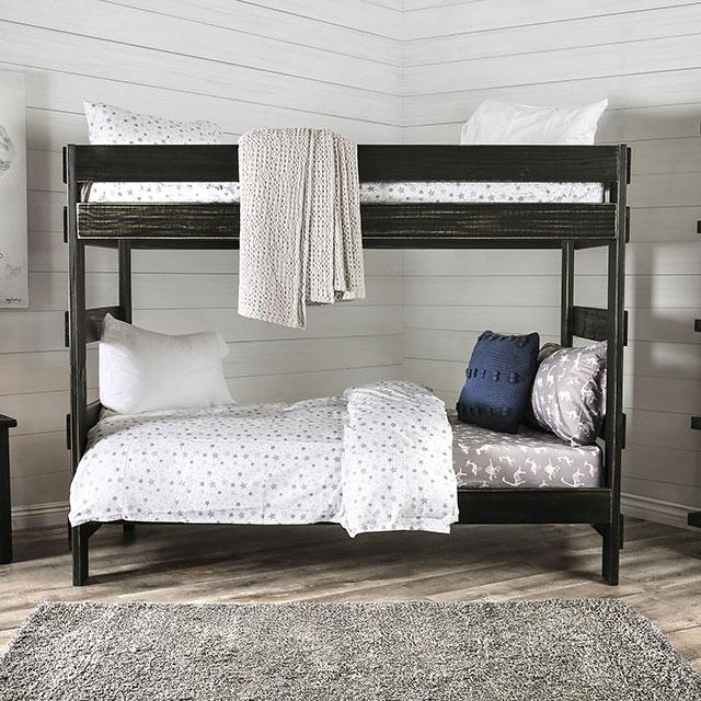 Arlette Twin/Twin Bunk Bed Brown, Black, Gray, & White - Big's Furniture (NV) - Multi Location