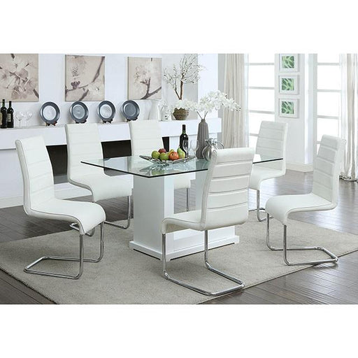 Eva White/Clear Dining Table - Big's Furniture (NV) - Multi Location