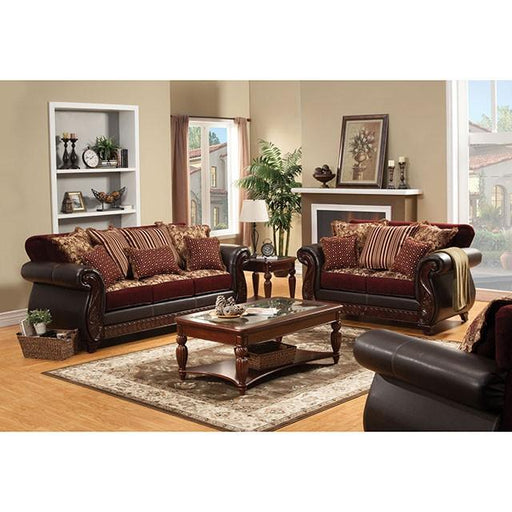 Franklin Burgundy/Espresso Sofa, Burgundy - Big's Furniture (NV) - Multi Location
