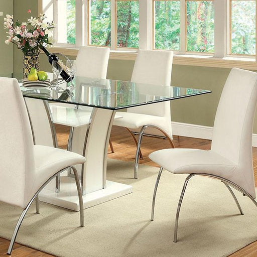 Glenview White/Chrome Dining Table - Big's Furniture (NV) - Multi Location