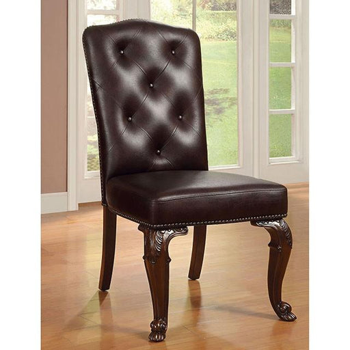 Bellagio Brown Cherry/Pattern Leatherette Side Chair (2/CTN) - Big's Furniture (NV) - Multi Location