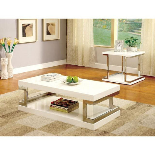 MEDA White/Chrome End Table, White - Big's Furniture (NV) - Multi Location