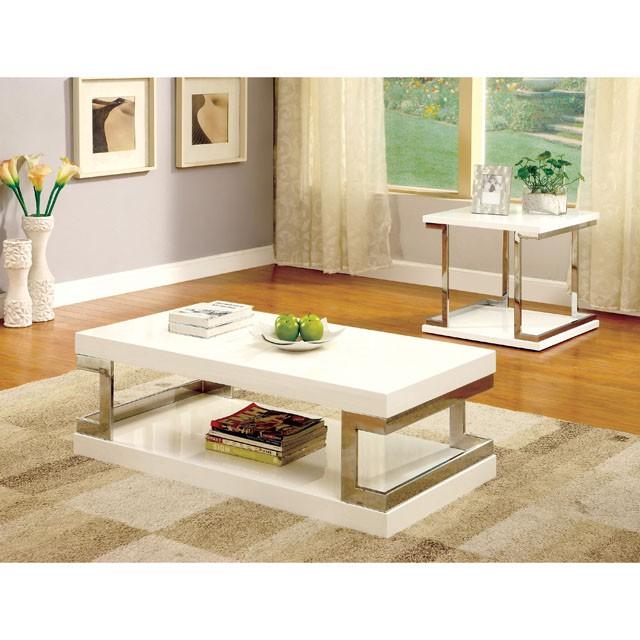 MEDA White/Chrome End Table, White - Big's Furniture (NV) - Multi Location