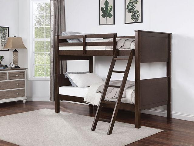 STAMOS Full/Full, Twin/Full, & Twin/twin Bunk Bed, Walnut - Big's Furniture (NV) - Multi Location