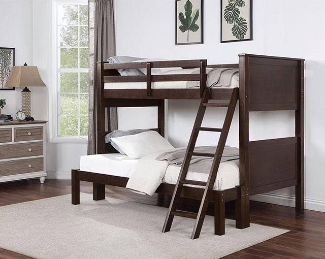 STAMOS Full/Full, Twin/Full, & Twin/twin Bunk Bed, Walnut - Big's Furniture (NV) - Multi Location
