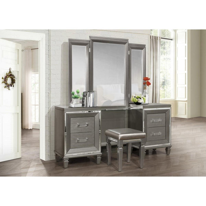 Tamsin Vanity Stool in Silver Grey Metallic 1616-14 - Big's Furniture (NV) - Multi Location
