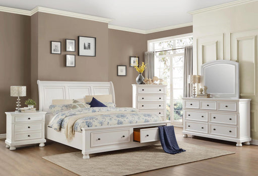 Laurelin Queen Sleigh Platform Storage Bed in White 1714W-1 - Big's Furniture (NV) - Multi Location