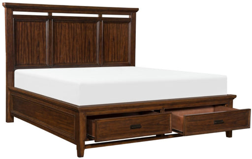 Frazier Queen Upholstered Storage Platform Bed in Dark Cherry 1649-1 - Big's Furniture (NV) - Multi Location