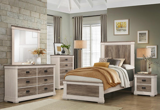 Arcadia Twin Panel Bed in White & Weathered Gray 1677T-1 - Big's Furniture (NV) - Multi Location