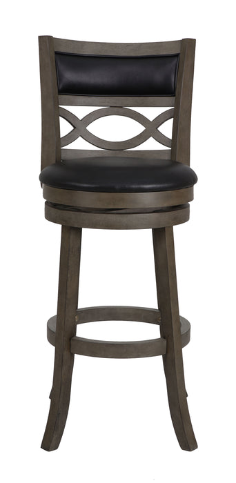 Manchester 29" Bar Stool W/Black Pu Cushions-Gray