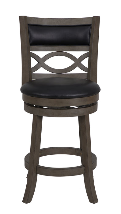 Manchester 24" Counter Stool W/Black Pu Cushions-Gray