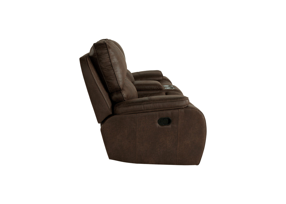 Brookings Console Loveseat W/ Dual Recliners-Brown