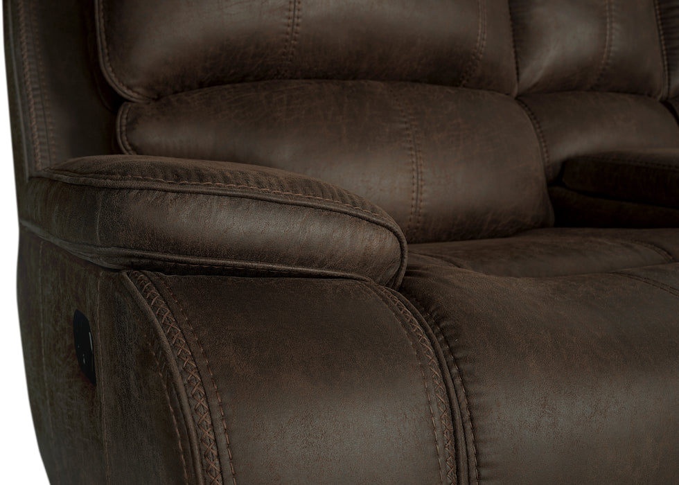 Brookings Console Loveseat W/ Dual Recliners-Brown