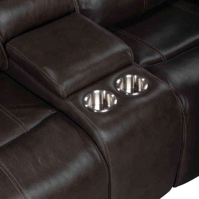 Brookings Console Loveseat W/ Dual Recliners-Charcoal