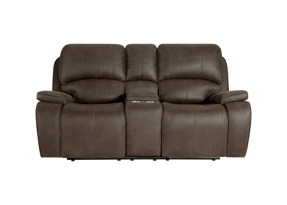 Brookings Console Loveseat W/Pwr Hr & Fr-Brown