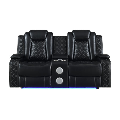 Orion Ii Console Loveseat W/ Dual Recliners-Black