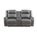 Enzo Console Loveseat W/ Dual Recliners--Gray