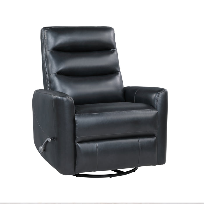 Takami Swivel Recliner-Black Vegan Leather