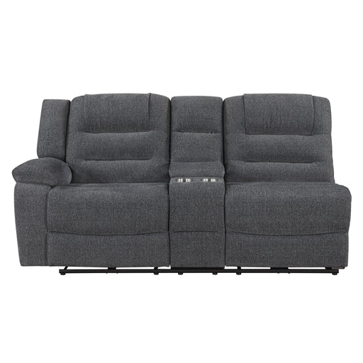 Redondo Laf Console Loveseat W/ 2 Recliners Pwr Fr-Dk Gray