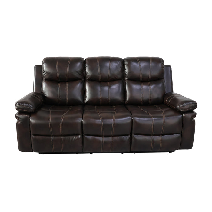 Kellen Sofa W/Dual Recliner & Drop Down Tray-Brown