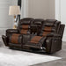 Nikko Console Loveseat W/ Dual Recliners-Brown