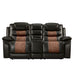 Nikko Console Loveseat W/ Dual Recliners-Brown