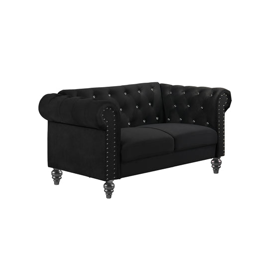 Emma Crystal Loveseat-Black