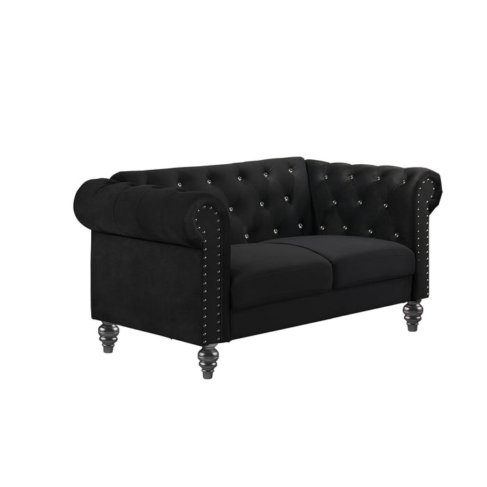 Emma Crystal Loveseat-Black