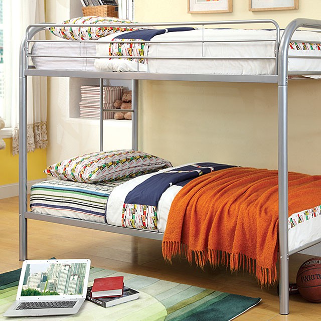 Rainbow Twin/Twin Bunk Bed Black, Silver, & White - Big's Furniture (NV) - Multi Location